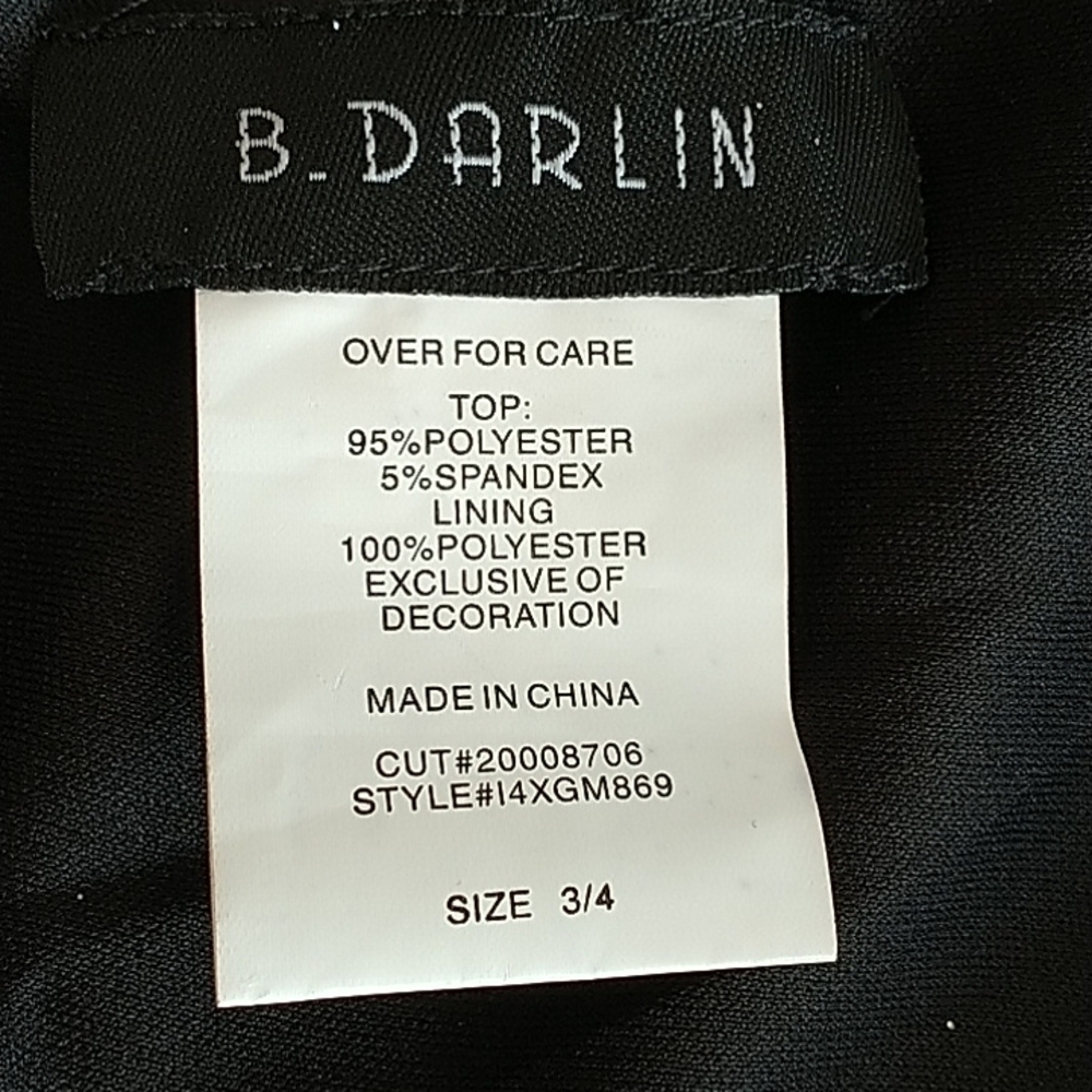 NEW B. Darlin Black 2 Piece Prom Formal Gown Razorback Evening Sz 3/4 - Picture 11 of 11